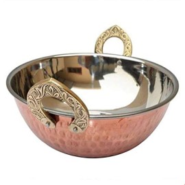  Copper Kadhai With Brass Handle For Serving Home, Hotel, Restaurant,catering,tableware in Tripura