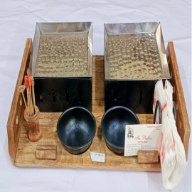  Wooden Snacks Warmer With Two Plates Square in Tripura