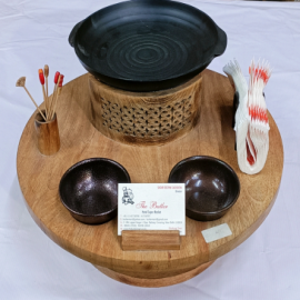  Wooden Snacks Warmer Round With Stand in Nagaland