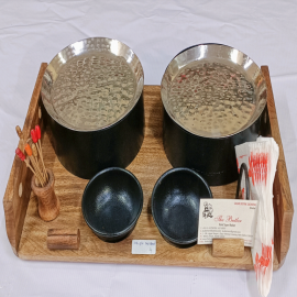  Wooden Snacks Warmer With Two Plates Round in Haryana