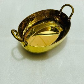  S/s Curry / Serving Bowl Oval Double Portion Golden in Uttarakhand