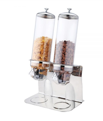 Stainless Steel Base Double Cereal Dispenser 4.0L x 2 Sunnex