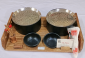 WOODEN SNACKS WARMER WITH TWO PLATES ROUND